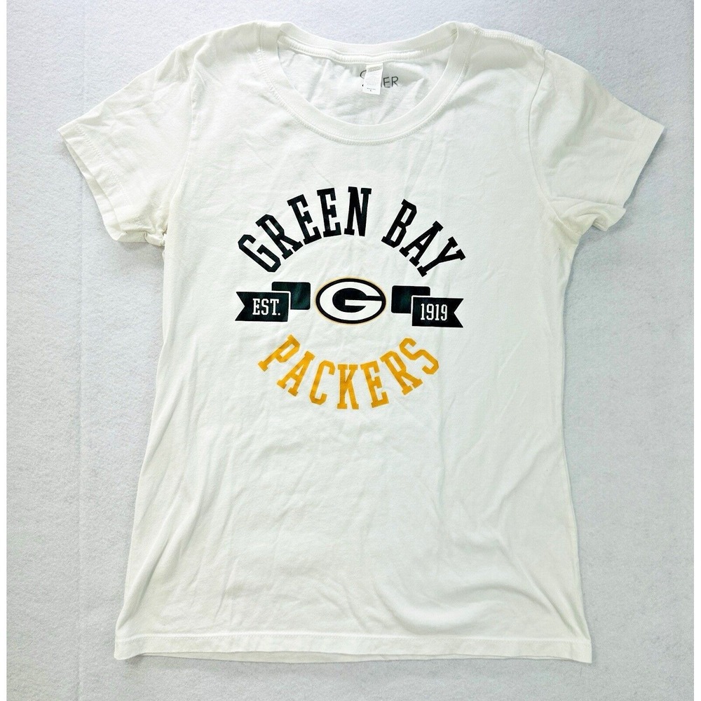 G-III 4Her Green Bay Packers White Graphic T-Shirt Womens Large NFL Football Tee